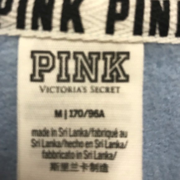 Pink Victoria’s Secret Carolina Blue Crop Top Pocketed Hoodie GUC M - Picture 3 of 3